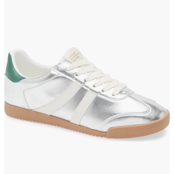 Steve Madden Hudsin Silver, Green, and White Sneakers Size 9 - Picture 1 of 10